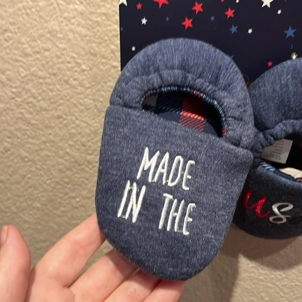 New Made in the USA Toddler Slippers Patriotic Size Medium 7-8 NWT